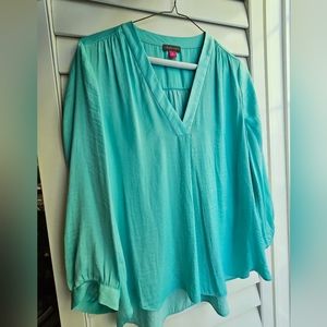 Vince Camuto V Neck Blouse- Teal- Medium